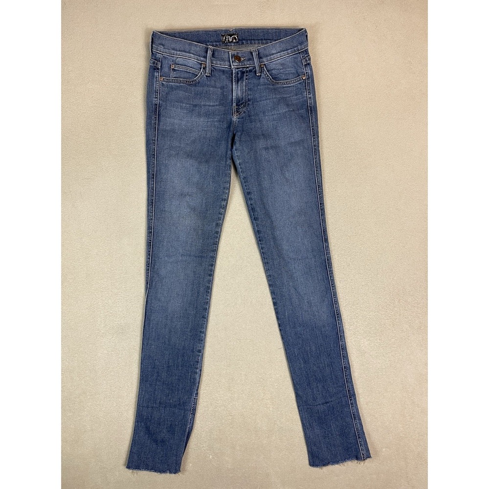 Mother Jeans Womens 26 Blue‎ The Ponyboy Fray Skinny Raw Hem Low Rise Denim